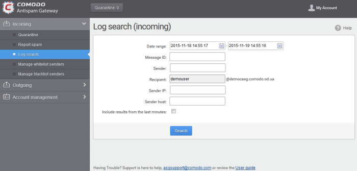 comodo antispam gateway